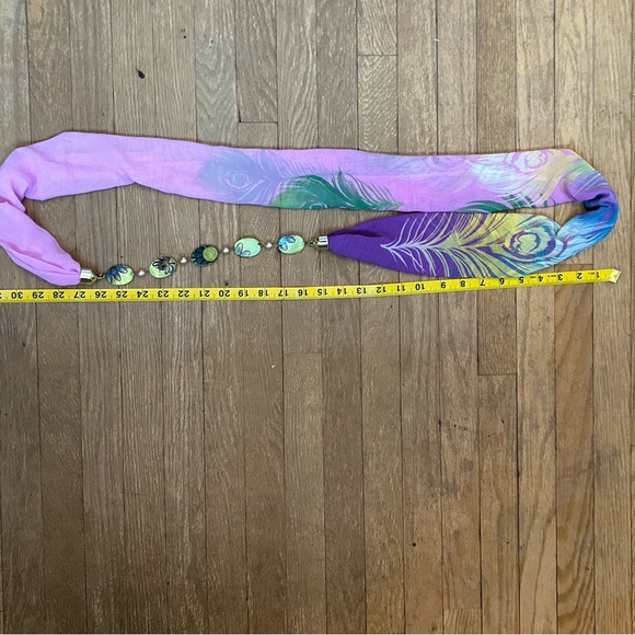 Sophie Original Infinity Accent Scarf w/ Beaded Detail Pink Green Purple Floral - Picture 4 of 4